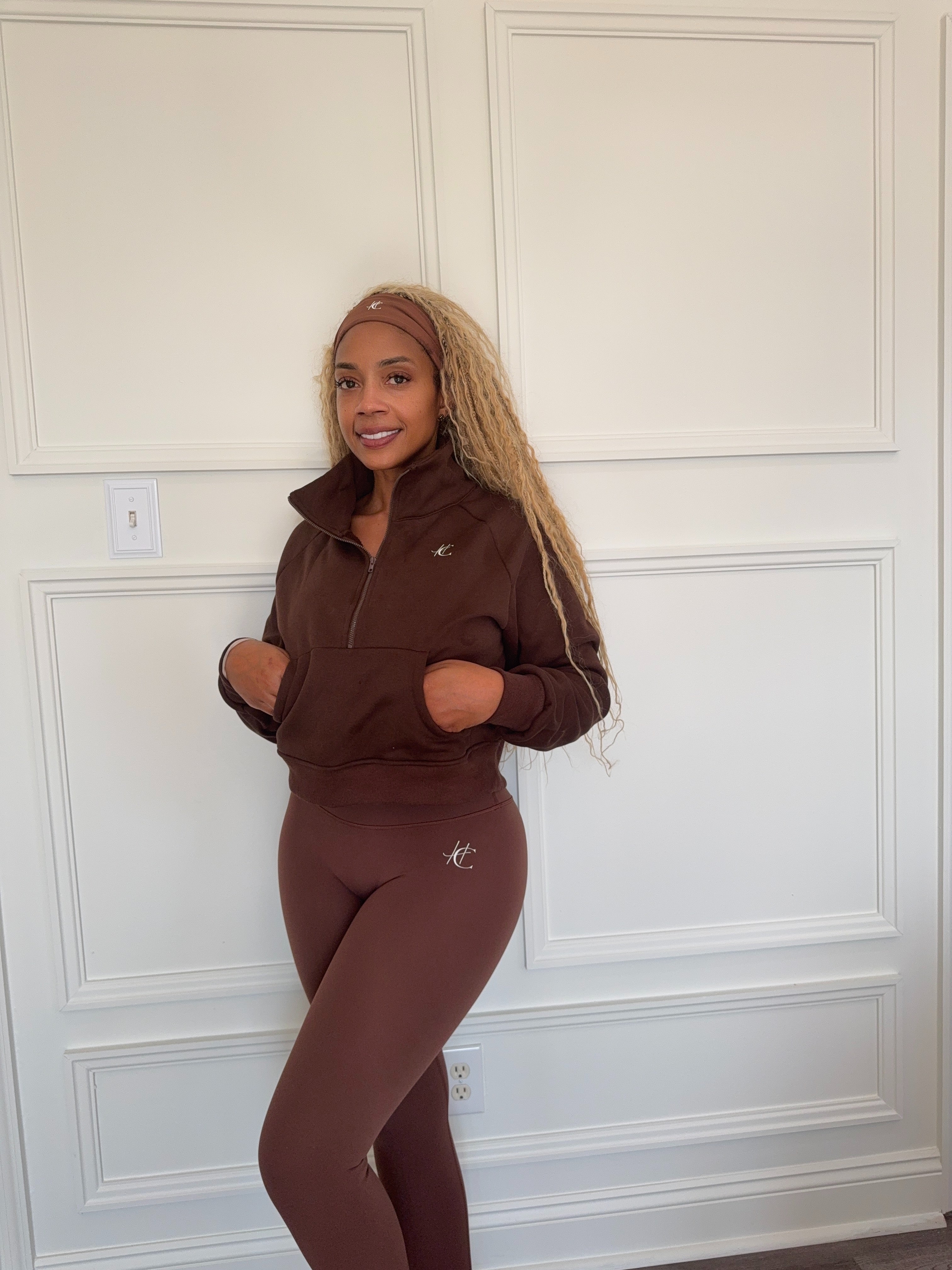 HC Mocha Half Zip Collar Sweatshirt