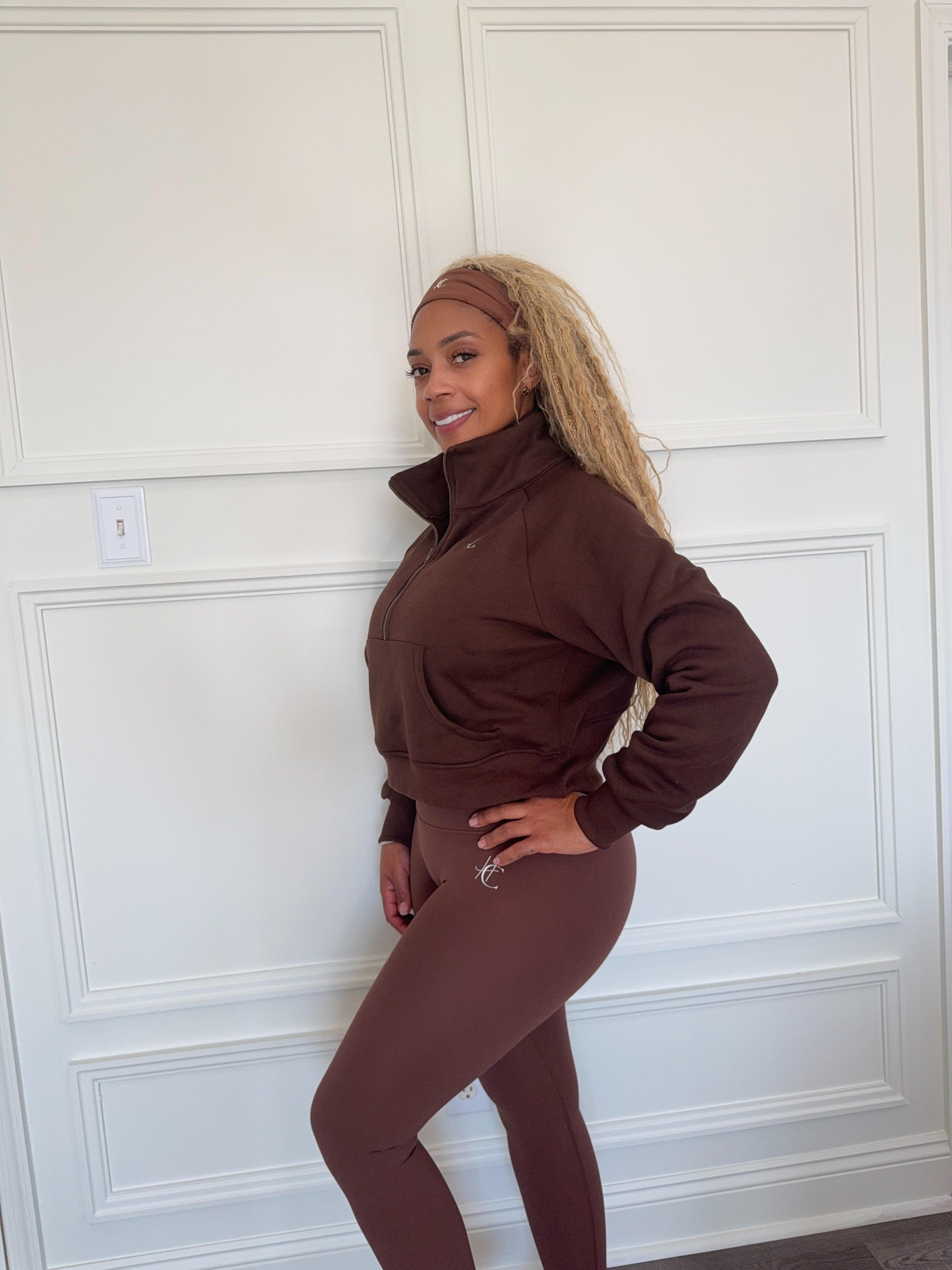 HC Mocha Half Zip Collar Sweatshirt